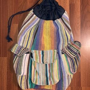 Hippie Rainbow Drawstring Backpack